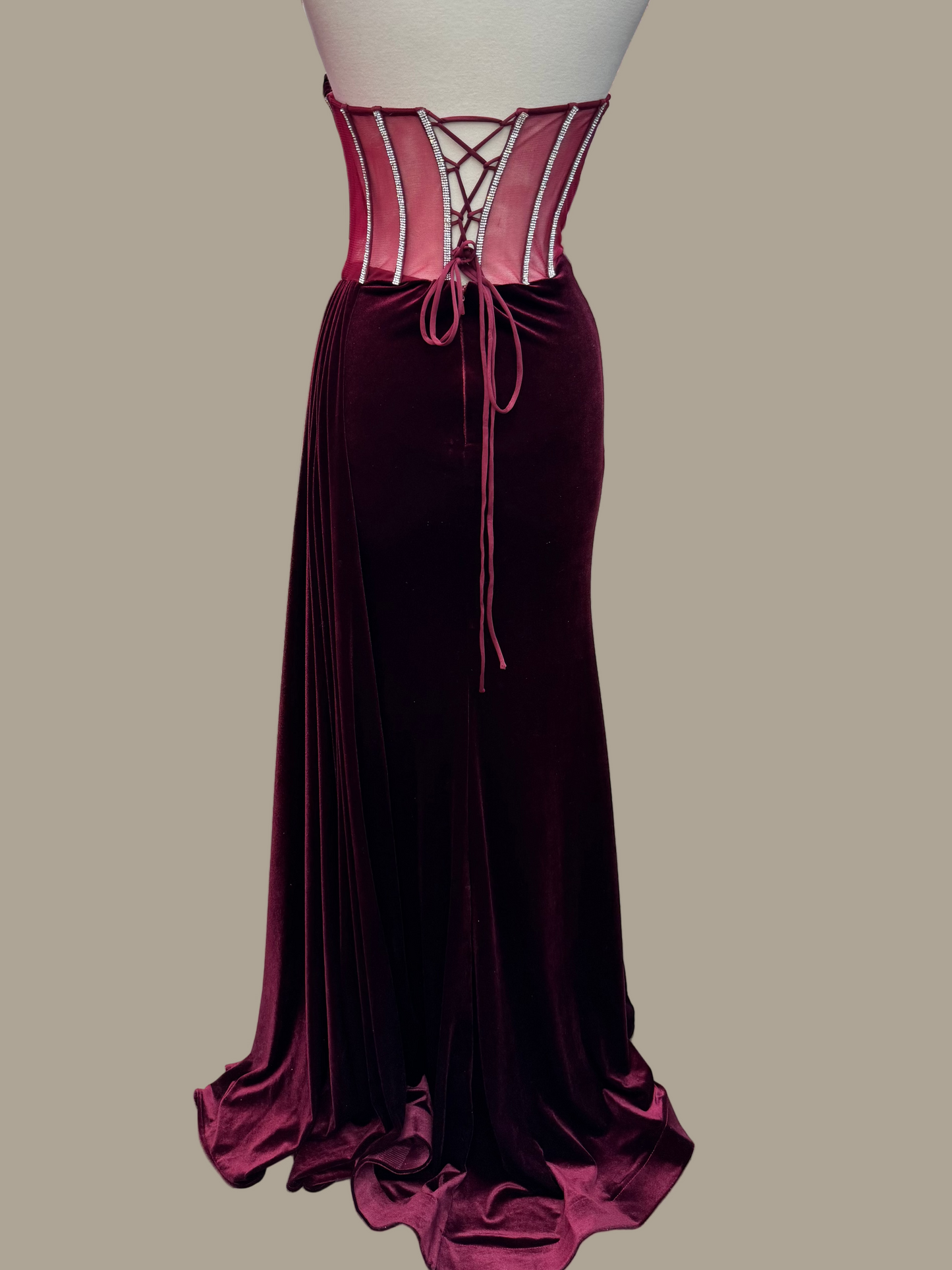 Wine Velvet Corset Dress