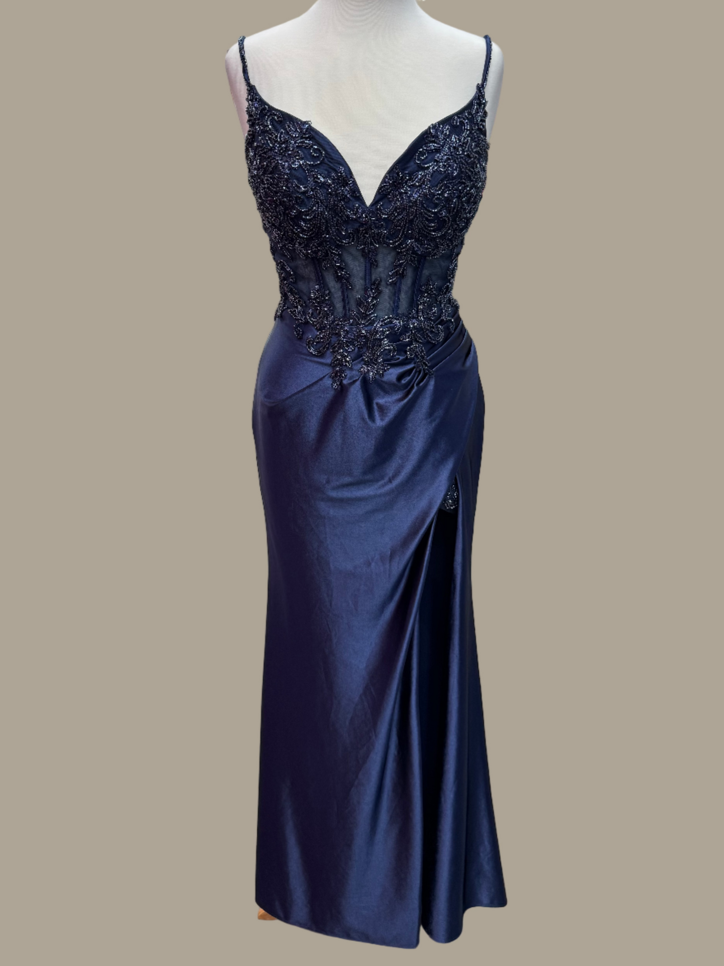 Navy Embellished Gown