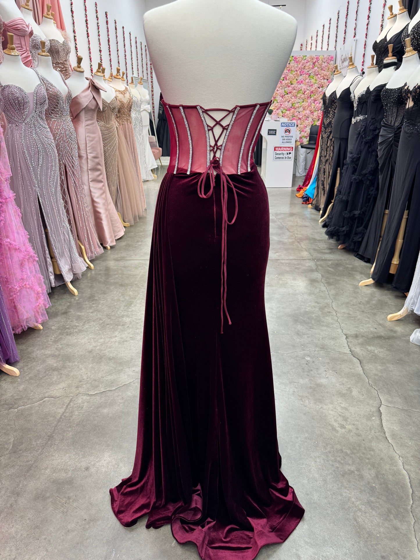 Wine Velvet Corset Dress