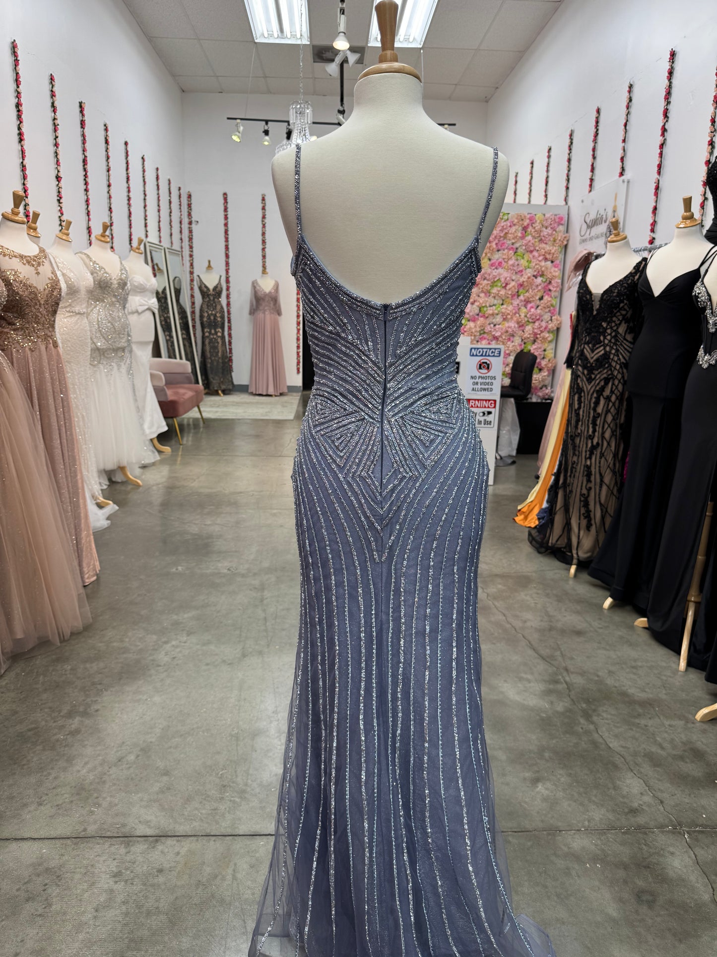 Dusty Blue Diamond Dress