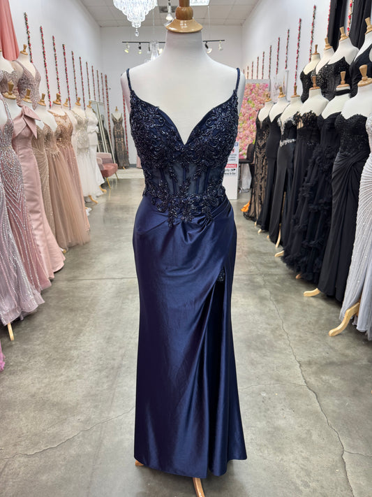 Navy Embellished Gown