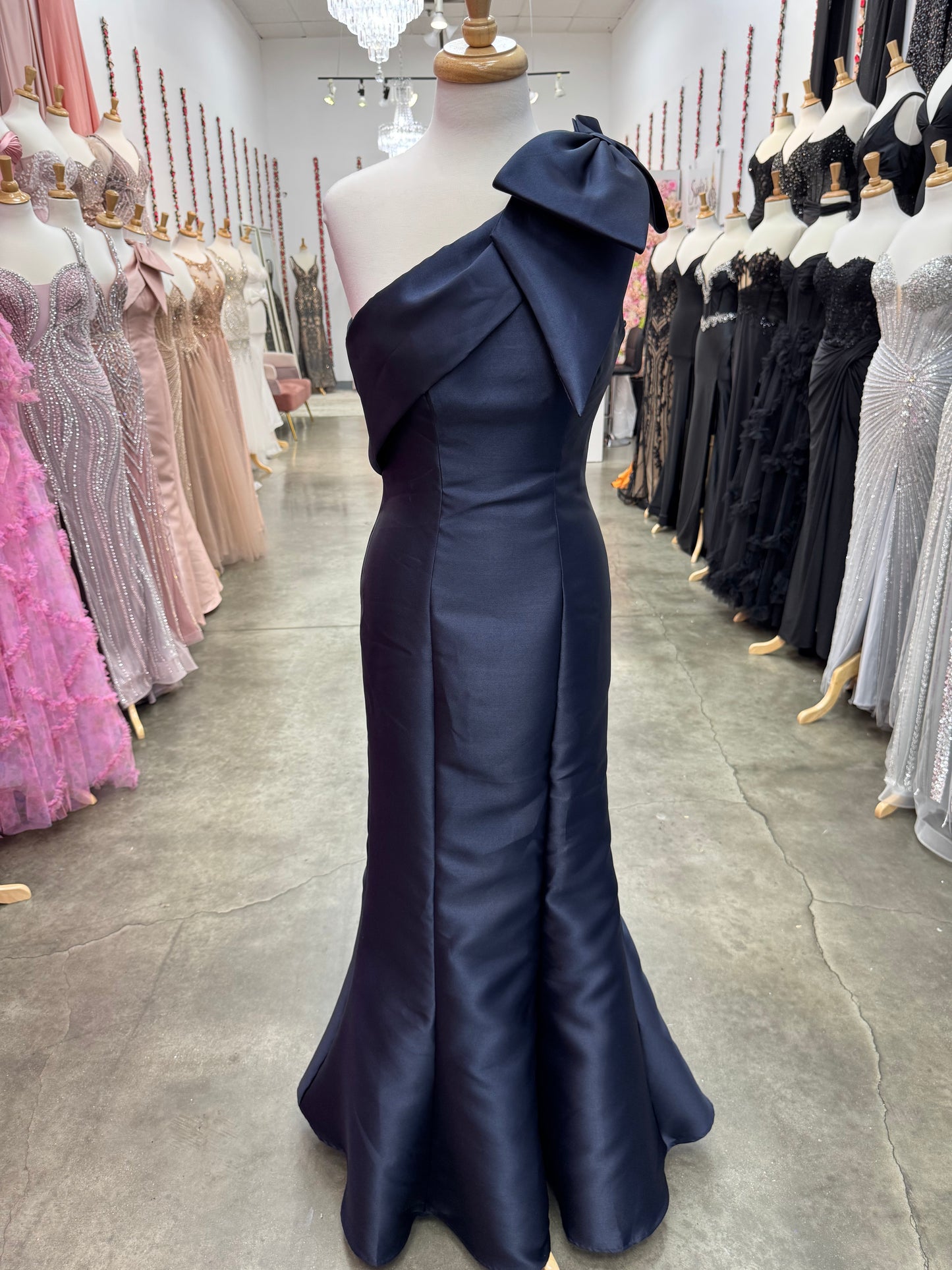 One Shoulder Taffida Bow Dress